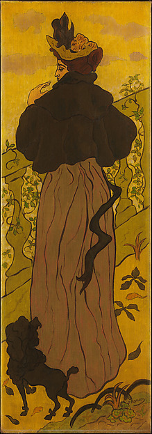 Woman Standing Beside a Balustrade with a Poodle by Paul Elie Ranson