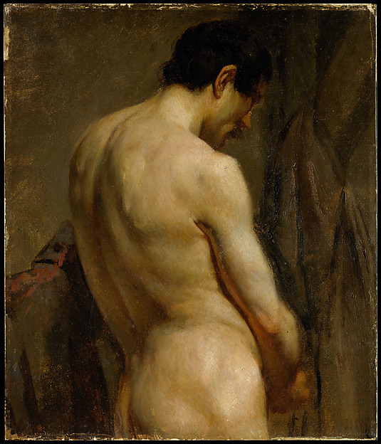 Male Academy Figure: Half-Length, Side View by Eugène Delacroix