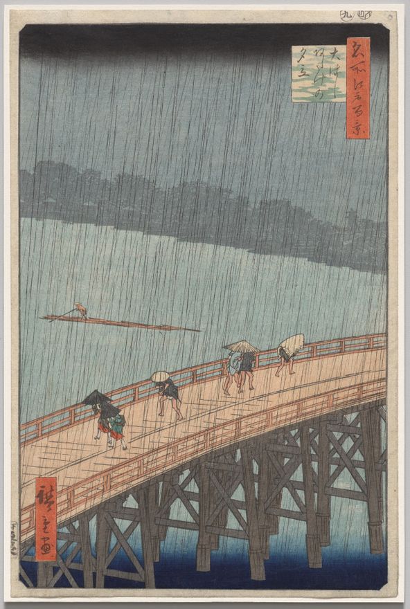 Sudden Shower over Shin-Ōhashi Bridge and Atake, from One Hundred Famous Views of Edo by Utagawa Hiroshige