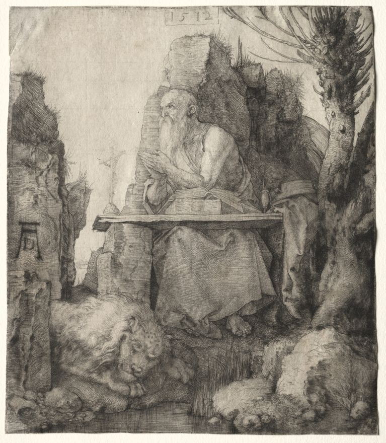 St. Jerome Seated near a Pollard Willow by Albrecht Dürer