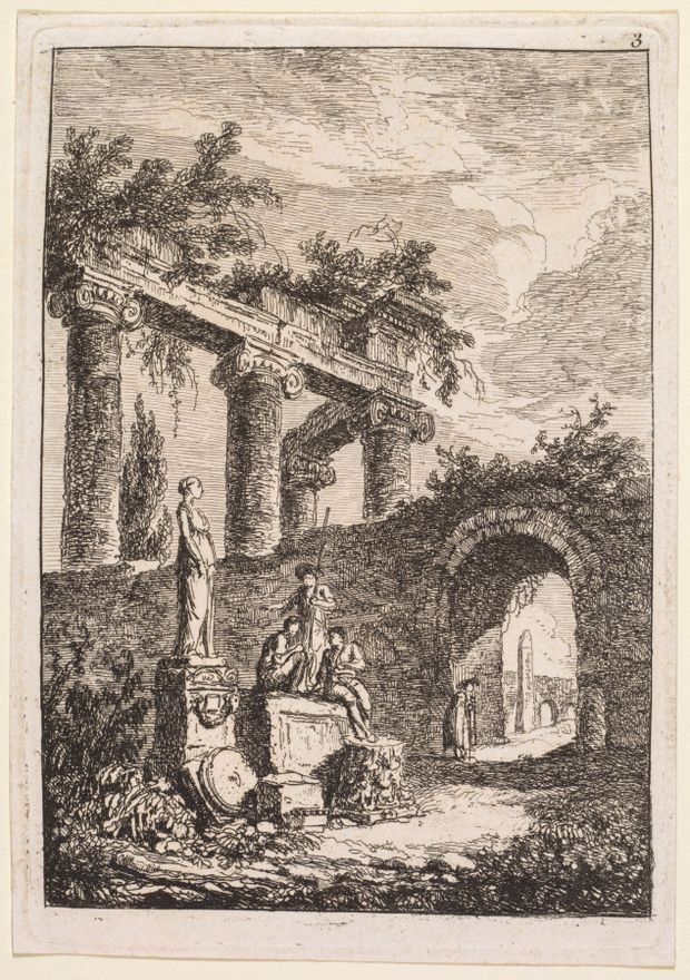 The Statue in Front of Ruins by Hubert Robert