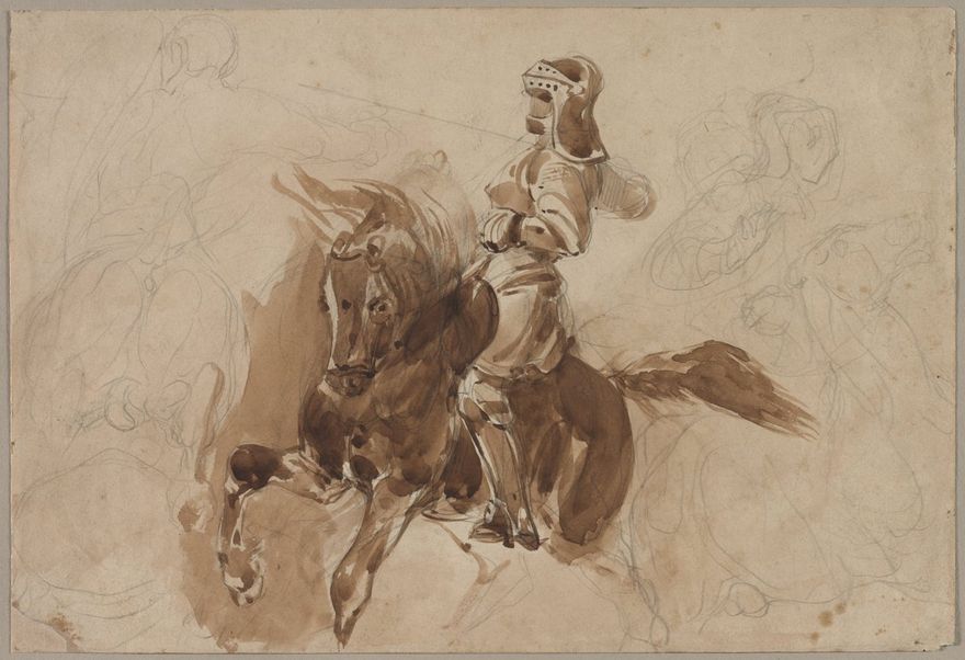 Armored Figure on Horseback (recto) by Eugène Delacroix