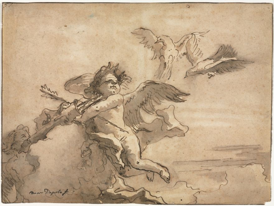 Cupid Blindfolded and Two Doves by Giovanni Domenico Tiepolo