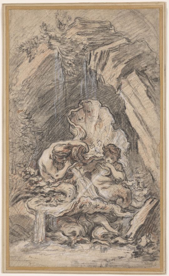 Fountain with Two Tritons Blowing Conch Shells by François Boucher