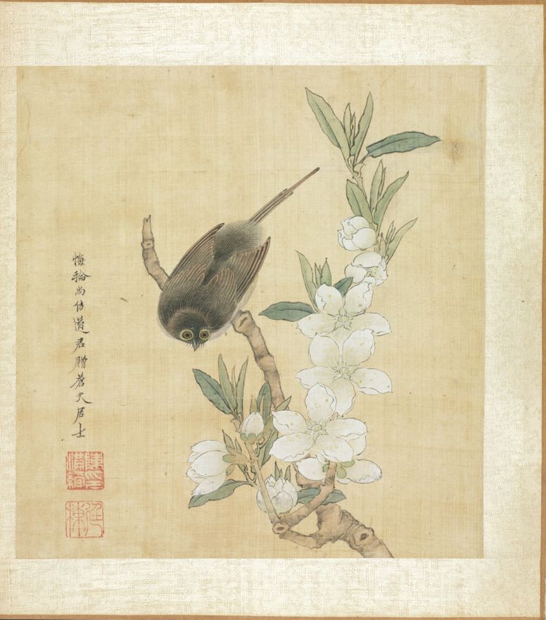 Paintings after Ancient Masters: A Bird and Peach-Blossom Branch by Chen Hongshou