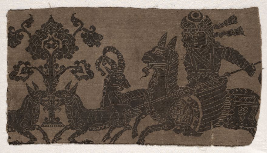 Fragment with Mounted Hunter Spearing Animals by Unknown artist