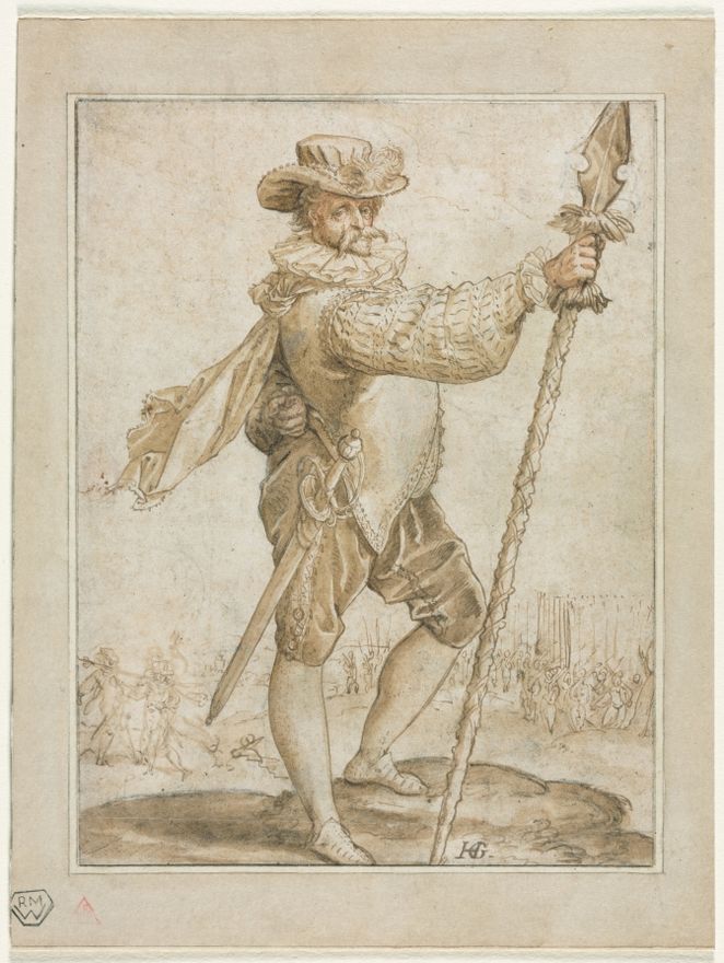 Standing Officer Holding a Boar's Spear by Hendrick Goltzius