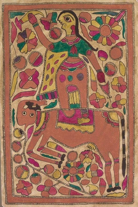 Rider and four-legged creature with floral motif by Unknown artist