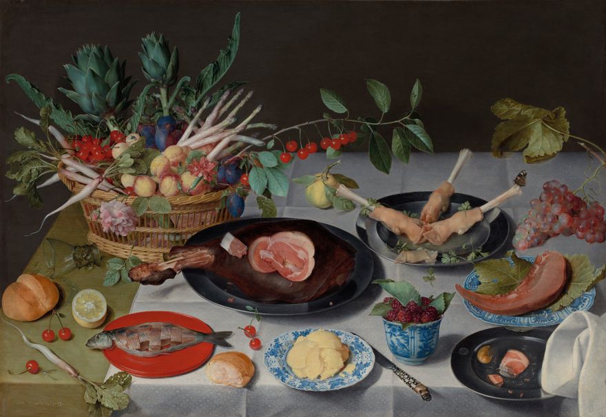 Still Life with Meat, Fish, Vegetables, and Fruit by Jacob van Hulsdonck