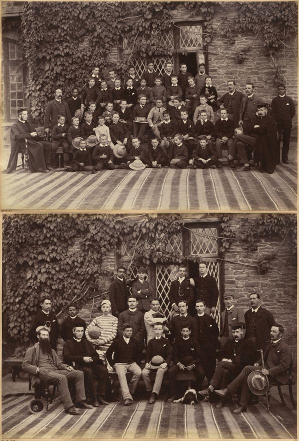 Primary Class Bishop Cotton School, Shimla (recto); High Class Students and Teachers at Bishop Cotton School, Shimla (verso) by Raja Deen Dayal