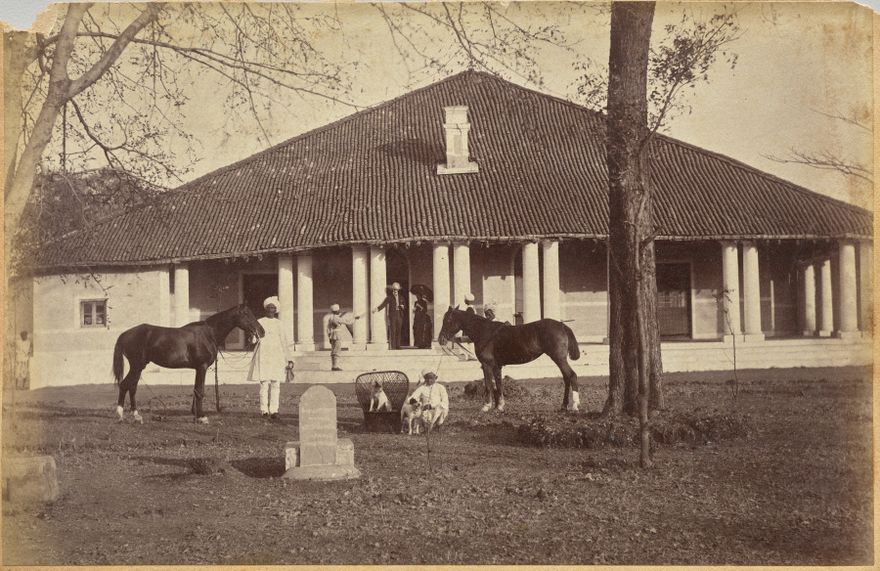 Captain Falkner's Bungalow, Neemuch (recto, top) by Raja Deen Dayal