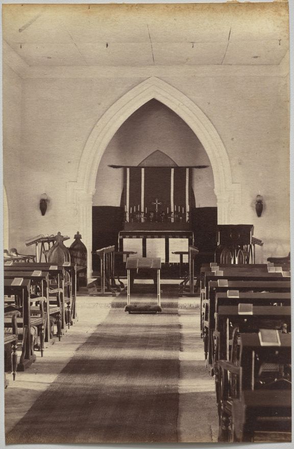Interior of Church, Neemuch (recto, right) by Raja Deen Dayal