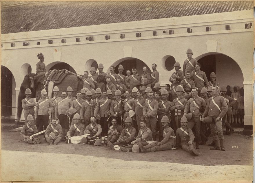 Men of Elephant Battery, Jhansi (verso) by Raja Deen Dayal