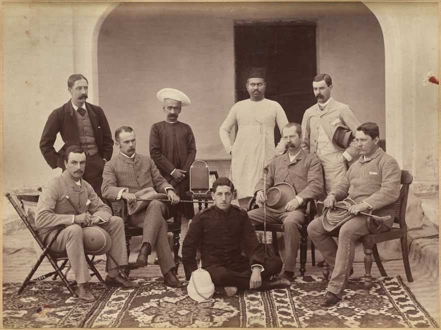 Civil officers at Jhansi (recto) by Raja Deen Dayal