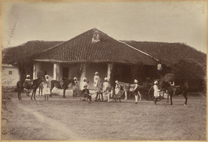 Dr. Morris and party, Jhansi (recto) by Raja Deen Dayal