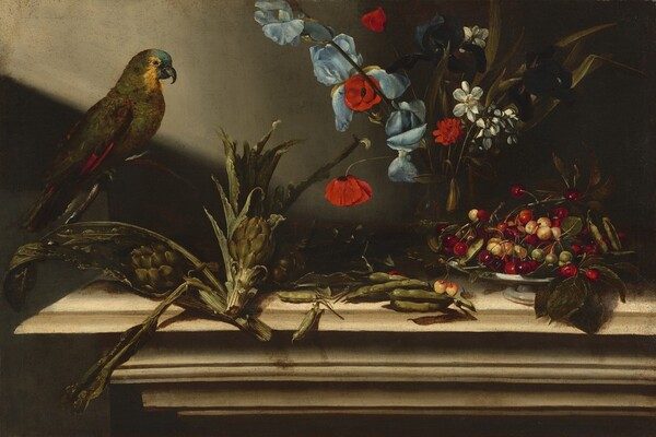 Still Life with Artichokes and a Parrot by Italian 17th Century