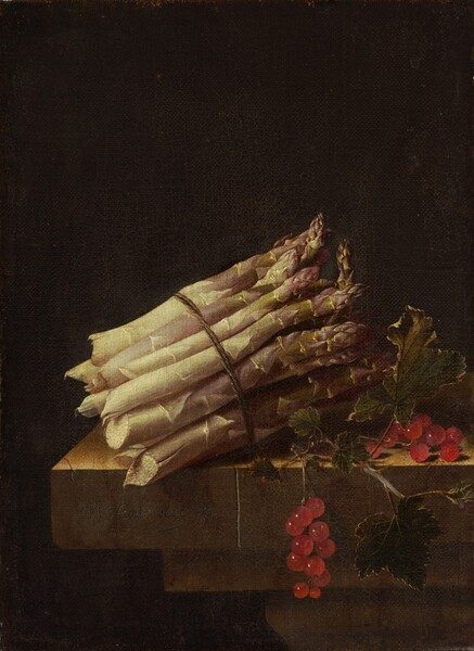Still Life with Asparagus and Red Currants by Adriaen Coorte