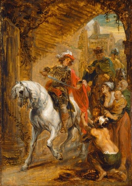 Saint Martin Dividing His Cloak by Attributed to Jan Boeckhorst