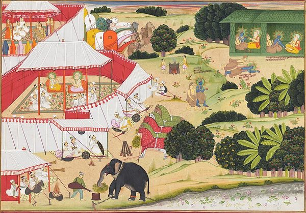 Bharata and Shatrughana paying homage to Sage Bharadwaja at his hermitage by Guman