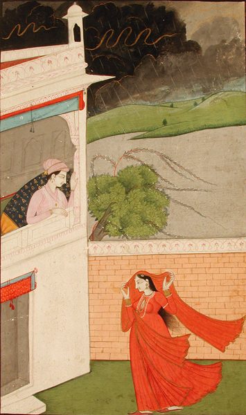 A lady comes to her lover's house in a rainstorm by Unknown artist