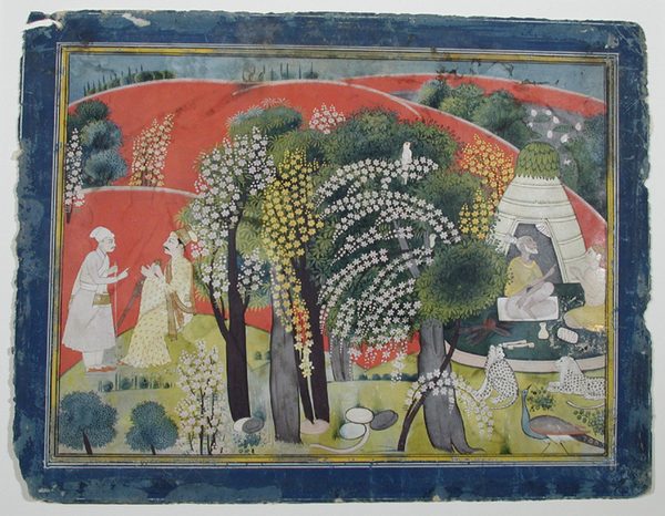 The servant of the sage welcomes a traveller to their grove by Unknown artist