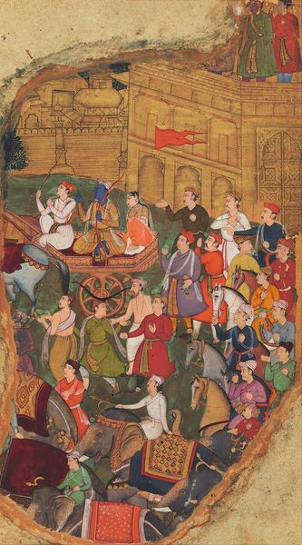 Rama, Sita and Lakshmana leave the palace by Unknown artist