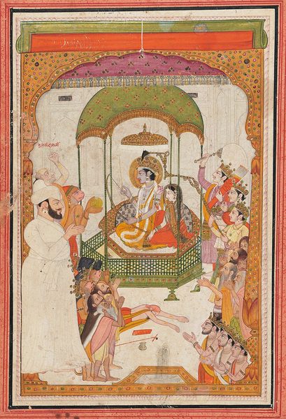 Raja Anirudh Chand and sage Tulsidasa paying homage to Rama and Sita by Unknown artist