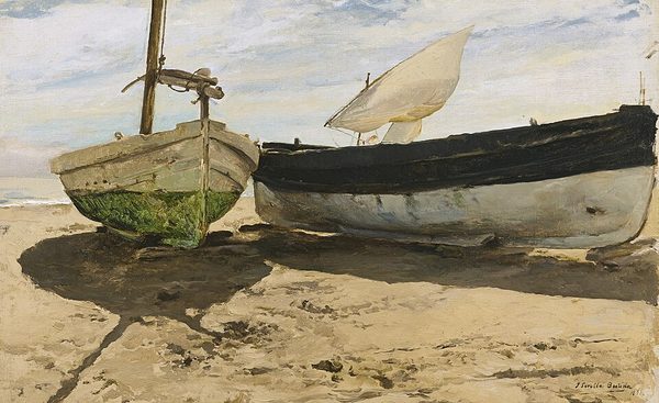 Fishing boats on the beach, Valencia by Joaquín Sorolla