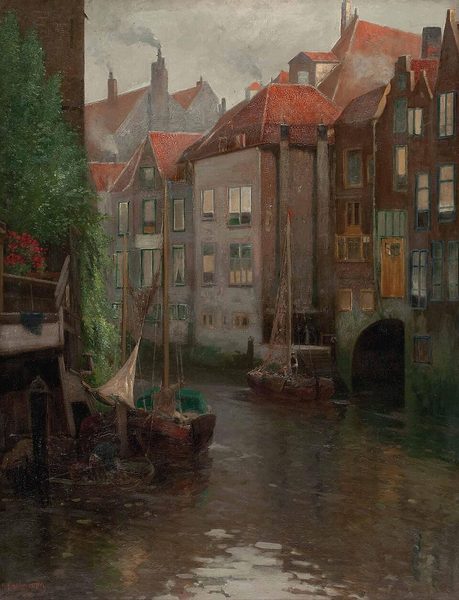 Boats in a Gracht by Adolf Kaufmann