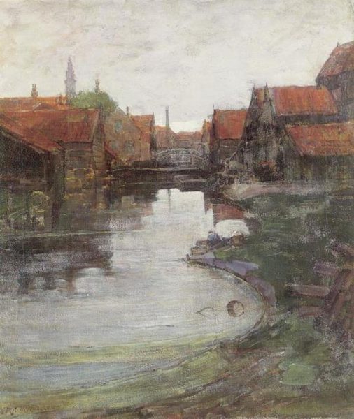 Lange Bleekerssloot with tower of the West Church by Piet Mondrian