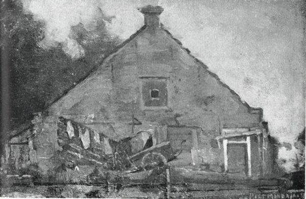 House on the Gein, 1741, reversed sketch by Piet Mondrian