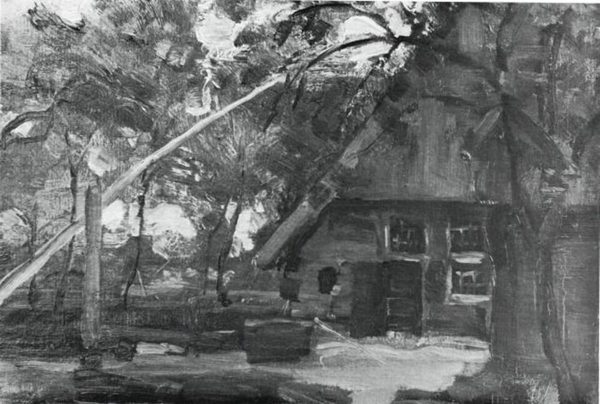 Farmhouse façade with well boom at left by Piet Mondrian