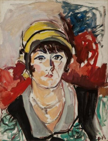 Portrait of a woman in a yellow hat by Piet Mondrian