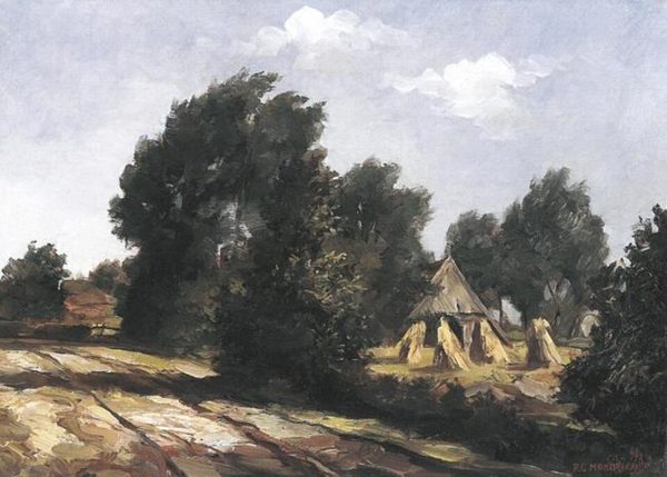Country road and farm by Piet Mondrian