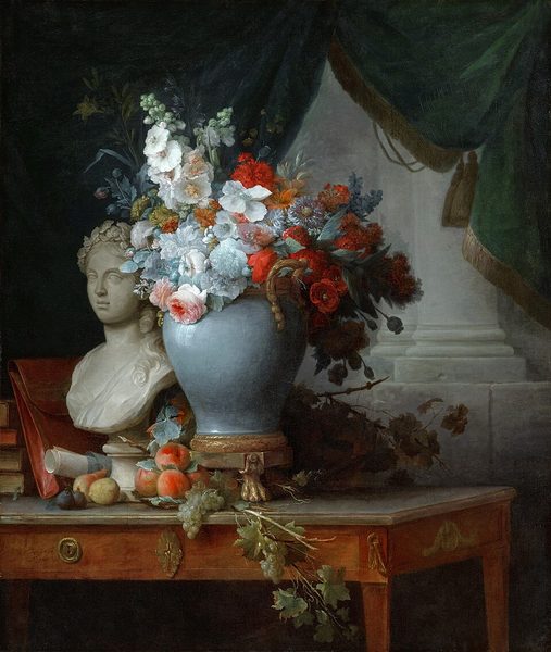 Vase of Flowers with a Bust of Flora by Anne Vallayer-Coster