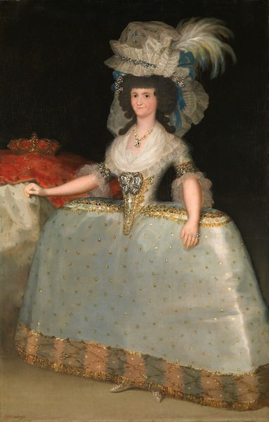 Queen María Luisa in a Dress with hooped Skirt by Francisco Goya