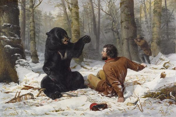 A Tight Fix—Bear Hunting, Early Winter by Arthur Fitzwilliam Tait