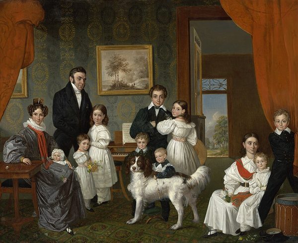 Portrait of the Baud family in their country house in Voorburg by Raden Saleh