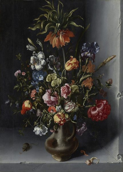 Flower piece with fritillaria in a niche by Jacob Vosmaer